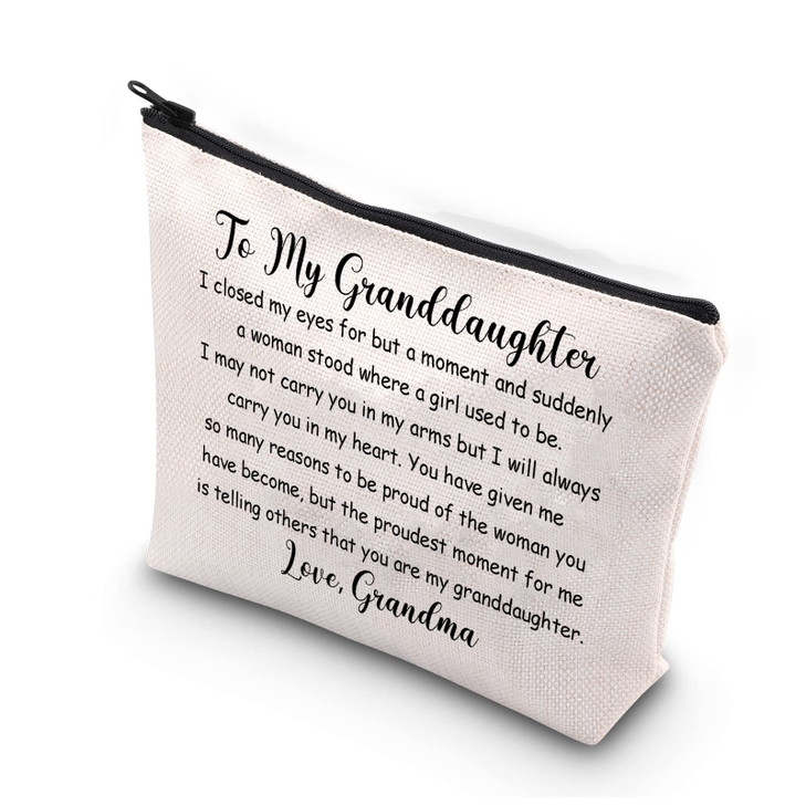 BDPWSS Granddaughter Makeup Bag Granddaughter Gifts From Grandma Granddaughter Birthday Travel Pouch to my granddaughter