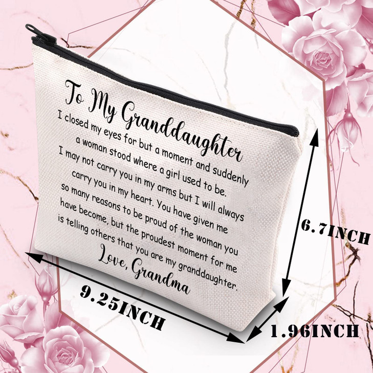BDPWSS Granddaughter Makeup Bag Granddaughter Gifts From Grandma Granddaughter Birthday Travel Pouch to my granddaughter