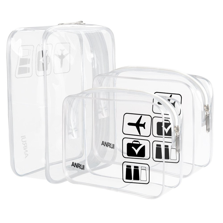ANRUI Clear Toiletry Bag 4 in 1 Travel Toiletry Bag Large Capacity Waterproof and LeakProof Clear Makeup Bags Airport Li