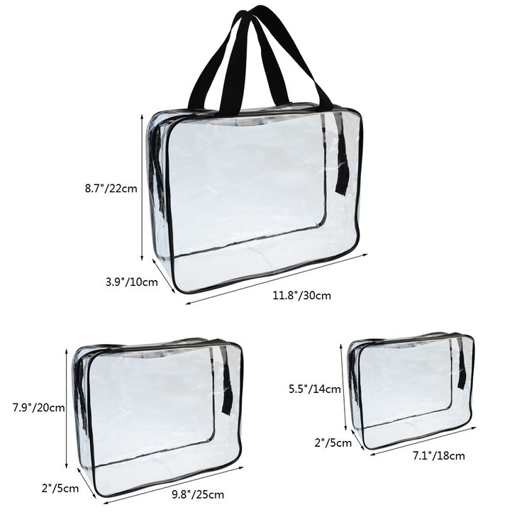 Wobe 5 Packs Clear Cosmetics Bag Makeup Bags Organizers PVC Zippered Toiletry Carry Pouch Portable Makeup Bag for Vacati