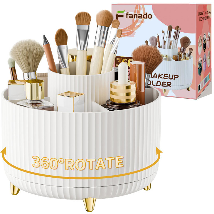 fanado 360 Rotate Makeup Brush Holder Organizer Makeup Organizers Countertop Makeup organization and Skincare Storage fo