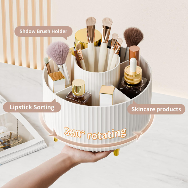 fanado 360 Rotate Makeup Brush Holder Organizer Makeup Organizers Countertop Makeup organization and Skincare Storage fo