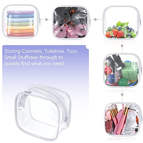 Weewooday 6 Pcs Mini Clear Toiletry Makeup Bag Small PVC Travel Bag Waterproof Plastic Cosmetic Bag with Zipper Portable