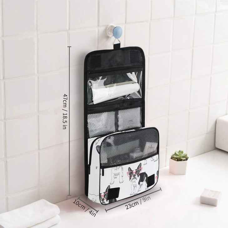 Bardic Hanging Travel Toiletry Bag Fashion French Bulldog Large Capacity Makeup Cosmetic Bag Portable Toiletry Kit Organ
