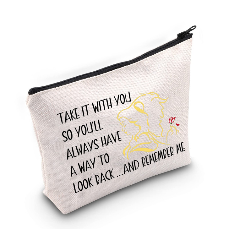 TOBGBE Beauty and the Beast Makeup Bag Beauty and the Beast Quotes Gift Beauty and the Beast Cosmetic Bag remember me
