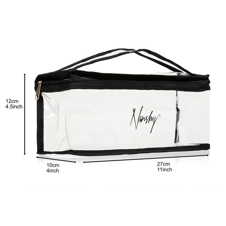 Nanshy Clear Makeup Bags with Zipper Organizer Travel Toiletry Bag Long Large Bag with Handle for Easy Carrying Transpar