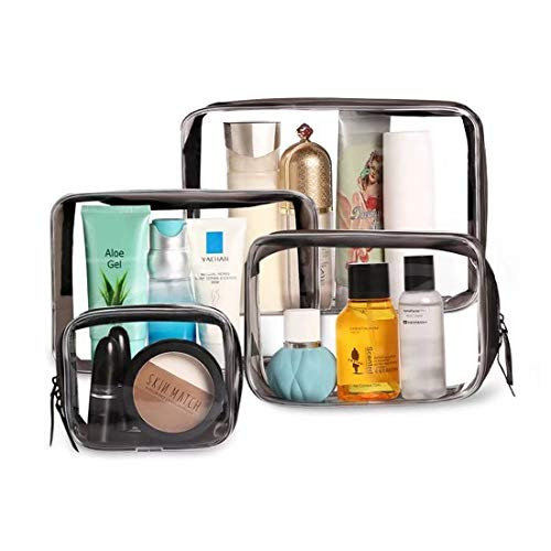 Clear Black Makeup Bags 4pcs Cosmetic Makeup Bags Set TSA Approved Transparent Travel Toiletry Bag Waterproof Leakproof