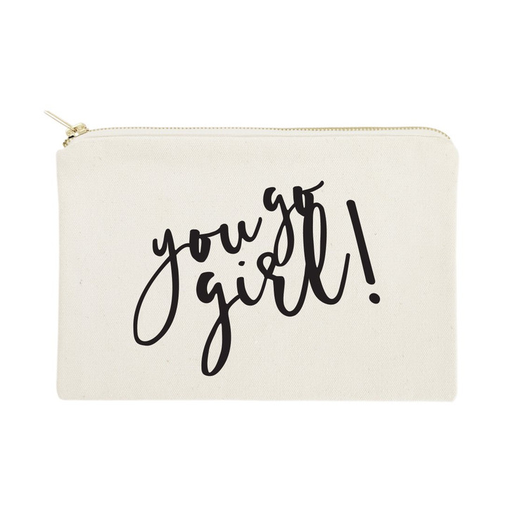 The Cotton Canvas Co You Go Girl Cosmetic Bag and Travel Make Up Pouch