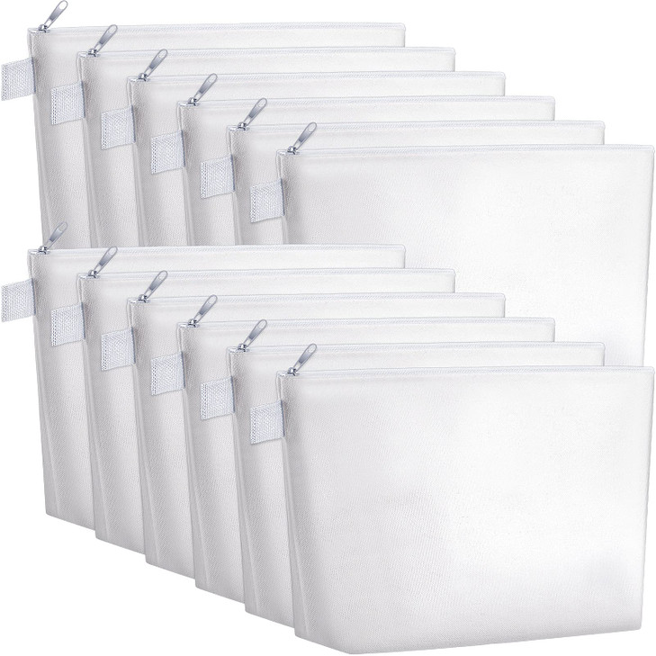 Weewooday 12 Pieces Blank Canvas Makeup Bags with Bottom Handle Bulk Sublimation Zipper Pouch Canvas Cosmetic Bags for I