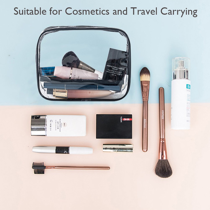APREUTY Clear Makeup Bags TSA Approved 6 Pcs Cosmetic Makeup Bags Set Clear PVC with Zipper Handle Portable Travel Lugga