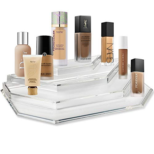 BY ALEGORY Acrylic Makeup Foundation Organizer Vanity Display 4 Tiers For Storing Face Neck Body Beauty Foundation
