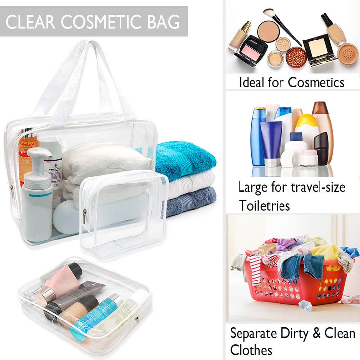 APREUTY Clear Makeup Bags TSA Approved 6Pcs Cosmetic Makeup Bags Set Clear PVC with Zipper Handle Portable Travel Luggag