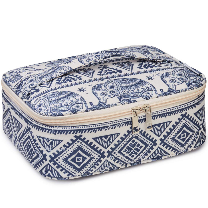 Narwey Travel Makeup Bag with Brush CompartmentsPortable Cosmetic BagMake up Bag Makeup Organizer Case with Brush Storag