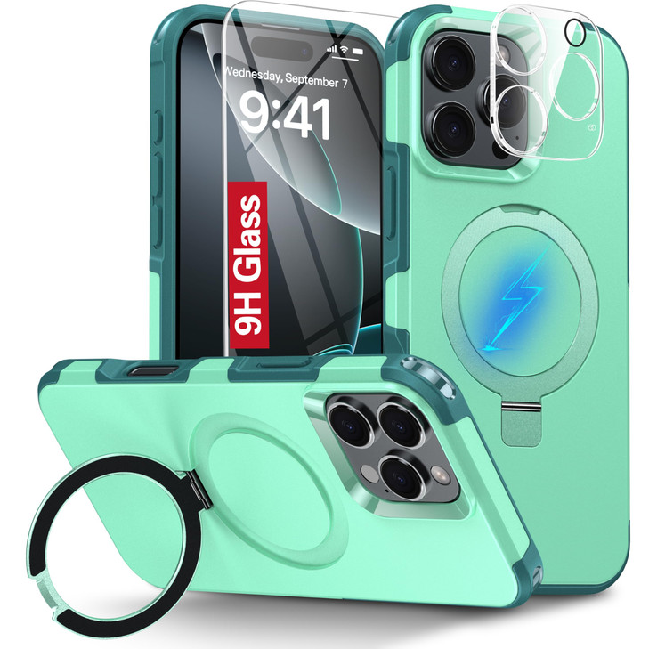 Oterkin Magnetic for iPhone 16 Pro Max Case Compatible with MagSafe [Foldable Invisible Stand][Tempered Glass Screen Protector & Camera Lens Protecto online at globaldelivered