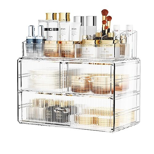 ZHIAI 360 Rotating Makeup Organizer Large Capacity Cosmetics Organizer for Perfume Holder Organizer Countertop DIY Adjus