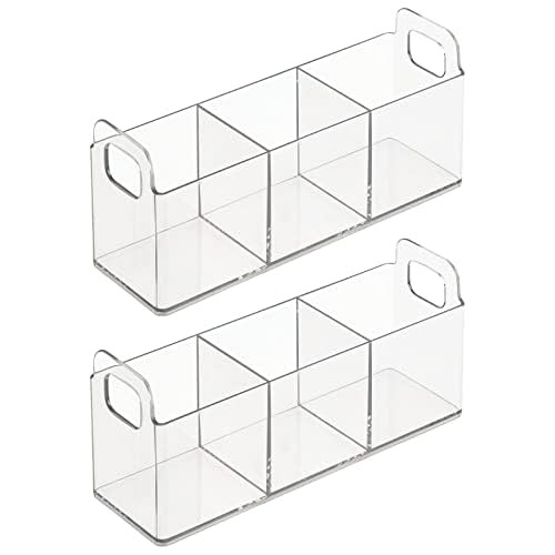 mDesign Plastic 3Compartment Bathroom Organizer Storage Bin Divided Makeup Caddy and HairBeauty Product Holder Tray Perf