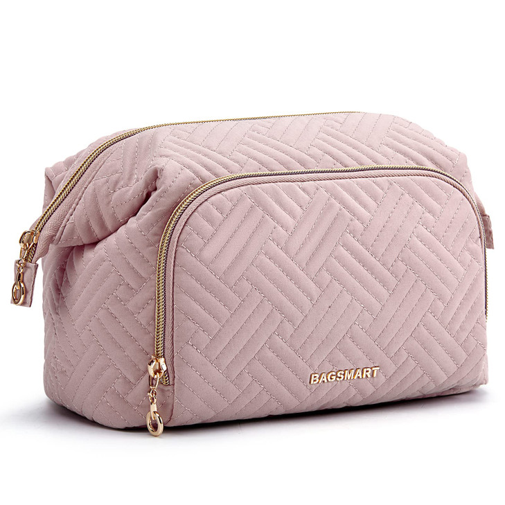 BAGSMART Travel Makeup Bag Cosmetic Bag Make Up Organizer CaseLarge Wideopen Pouch for Women Purse for Toiletries Access