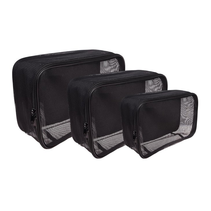 SHANY Large Assorted Sizes Cosmetics Makeup Travel Bag Black Mesh Bag Make Up Bag Organizer Tools Storage Carry On 3PC s