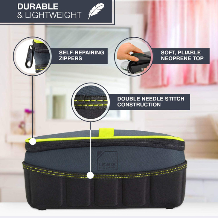 Lewis N Clark Travelflex Toiletry Kit Makeup Bag Shower Caddy Travel Organizer for Luggage Carryon or Suitcase Classic S