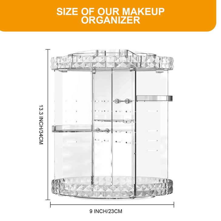 MISERWE Makeup Organizer 360 Degree Rotating 7 Adjustable Layers Large Capacity Cosmetic Organizer Transparent Make Up O