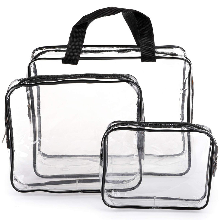 Hedume Set of 9 Clear Makeup Bags TSA Approved Clear Toiletry Bag Set Waterproof PVC with Zipper Handle Portable Travel