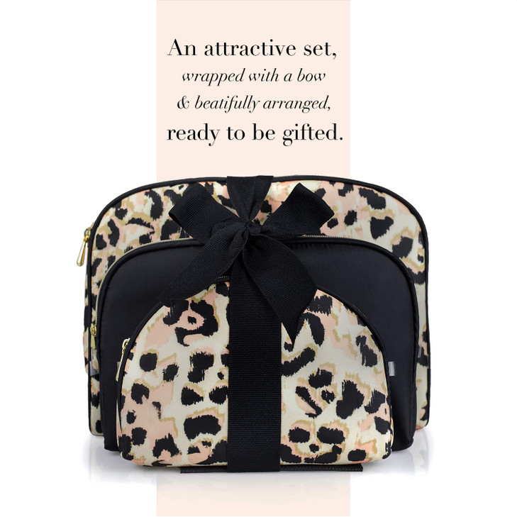 Once Upon a Rose 3 Pc Cosmetic Bag Set Purse Size Makeup Bag for Women Toiletry Travel Bag Makeup Organizer Cosmetic Bag
