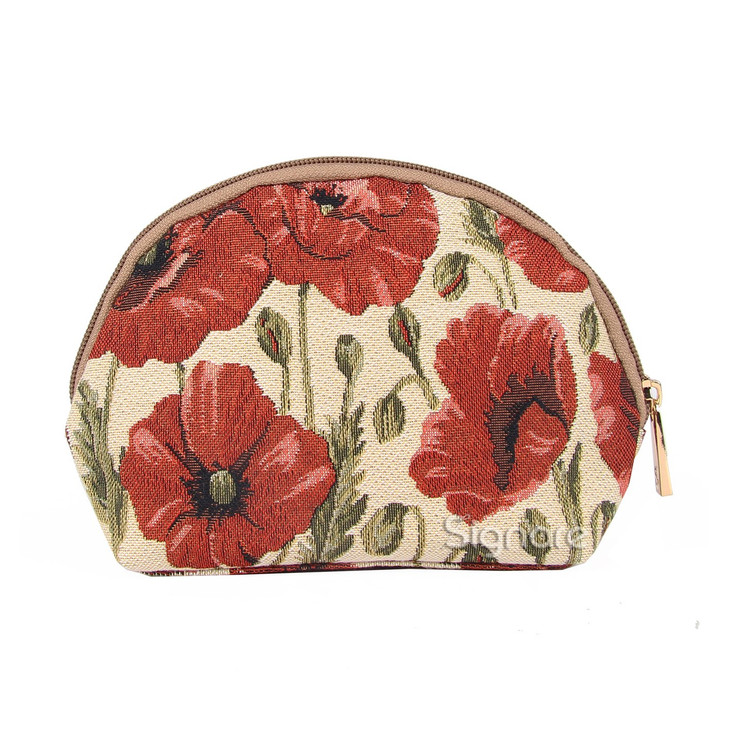 Signare Tapestry Cosmetic Bag Toiletry Makeup Bag for Women With Poppy Flower Design COSMPOP