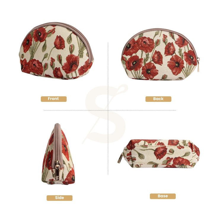 Signare Tapestry Cosmetic Bag Toiletry Makeup Bag for Women With Poppy Flower Design COSMPOP