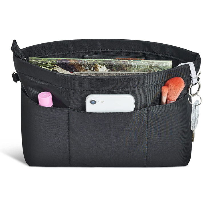 Vercord Premium Nylon Purse Organizer Tote Handbag Insert Organizers Bag in Bag Zipper 13 Pockets Black XXLarge
