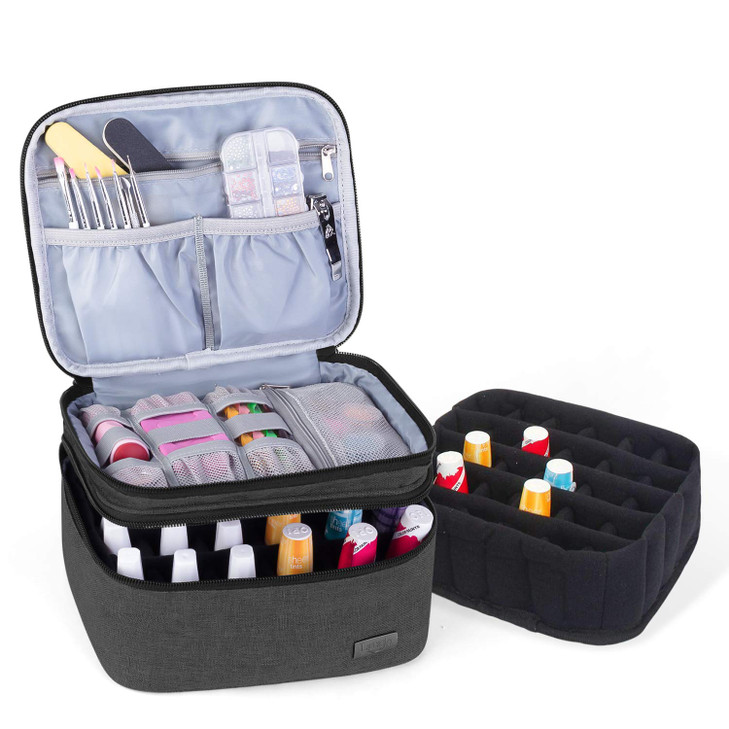 LUXJA Nail Polish Carrying Case Holds 20 Bottles 15ml 05 floz Portable Organizer Bag for Nail Polish and Manicure Set Bl