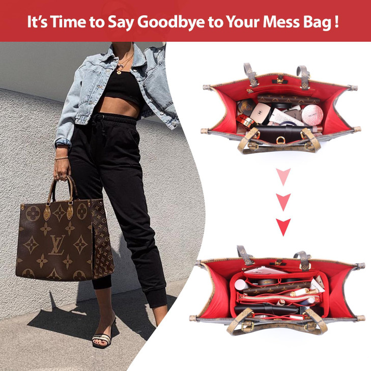 OMYSTYLE Red Purse Organizer Insert for Handbags Felt Bag Organizer for Tote Purse Tote Bag Organizer Insert with 5 Size