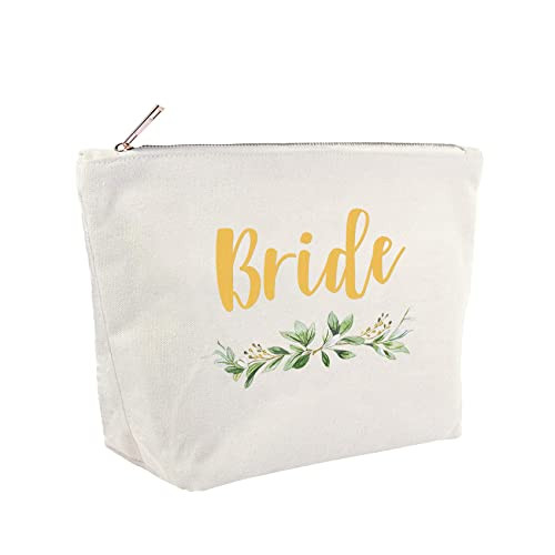 ELEGANTPARK Bridesmaid Gifts Set 4 Maid of Honor Makeup Bags Wedding Party Cosmetic Bags Bridal Shower Gifts Canvas Gold