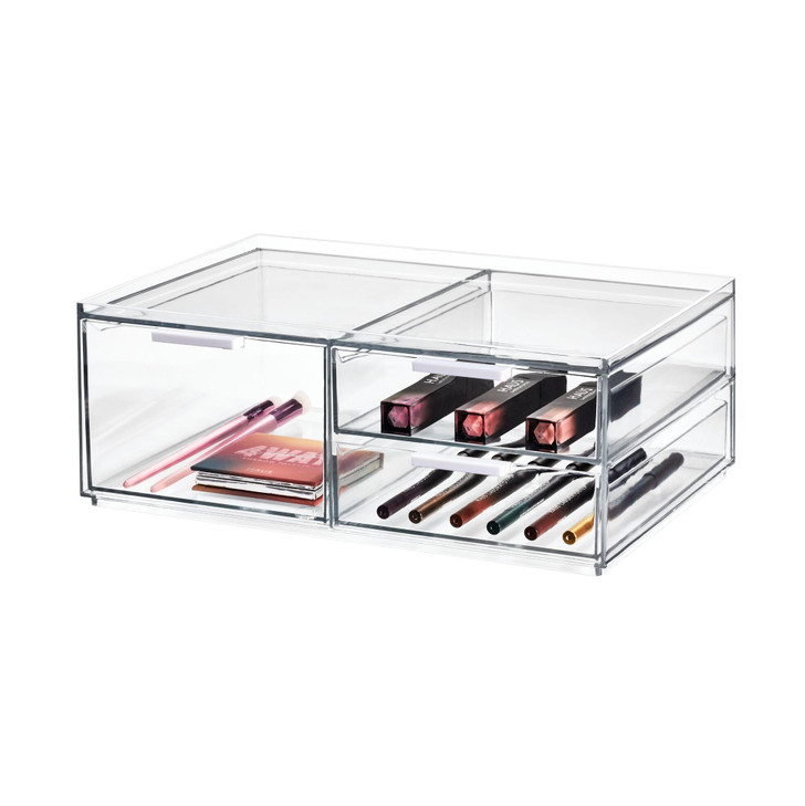 iDesign The Sarah Tanno Collection Wide Plastic Cosmetic Drawer Organizer Clear