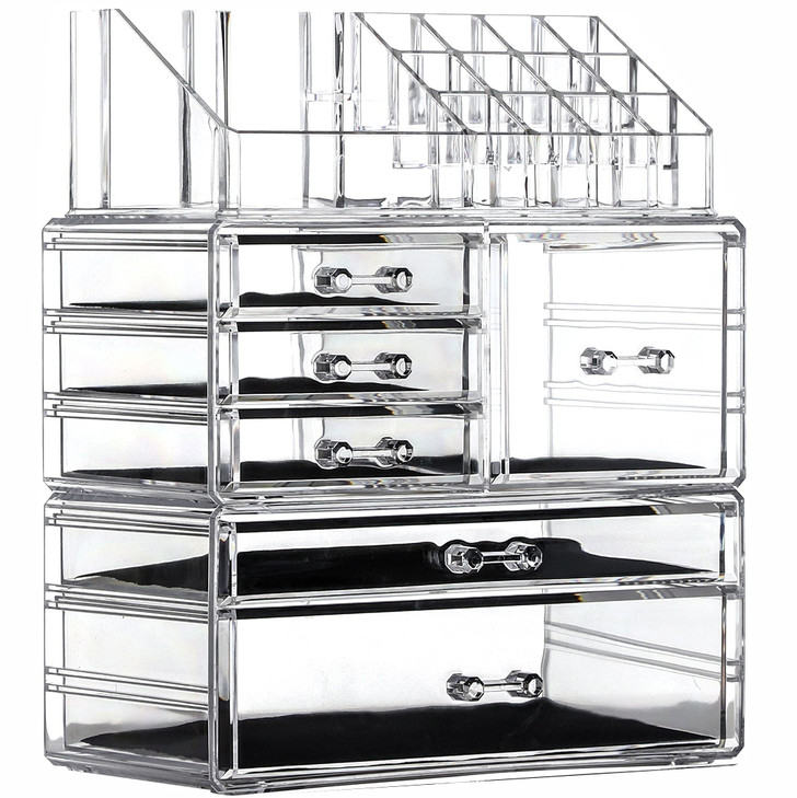 Cq acrylic 3 Pack Clear Makeup Organizer Countertop Stackable 6 Drawers Skincare OrganizerCute Skin Care Organizer for V