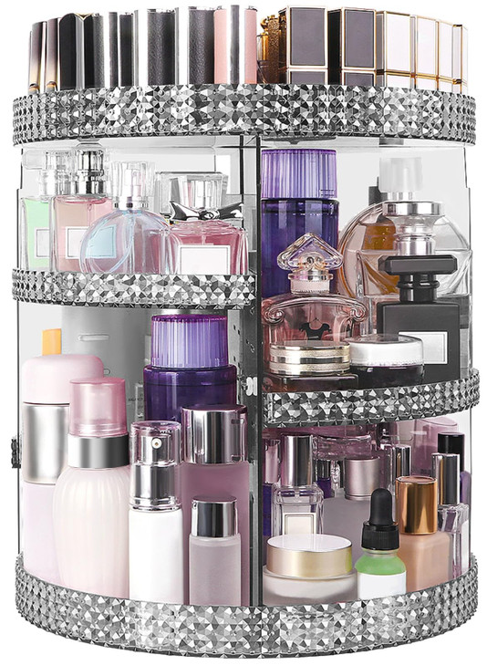 HEMTROY 360 Degree Rotating Makeup Organizer Extra Large Capacity Cosmetic Storage Unit Removable DIY 7 Layers Skincare