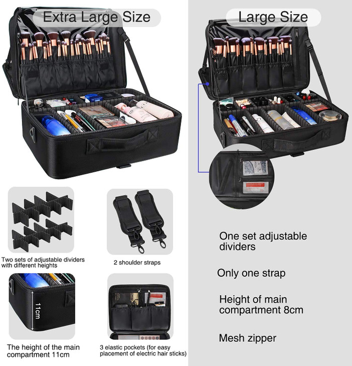 MONSITNA Extra Large Makeup Case 17 Inch Super Large Capacity Travel Makeup Train Case Professional Makeup Artist Case N