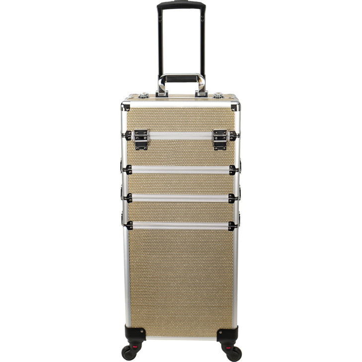 Ver Beauty Rolling Case Champagne Gold Glitter 1425x10x2875 Inch Pack of 1