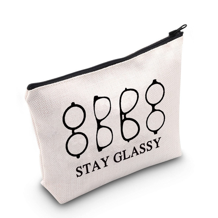POFULL Optometrist Travel Cosmetic Bag Gift Eye Doctor Vision Gifts Stay Glassy Cosmetic Bag Zipper Pouch For Optometris