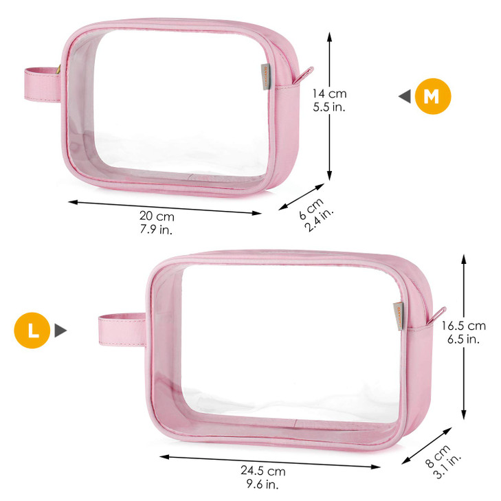 GAGAKU 2pcs Clear Toiletry Bag TSA Approved Travel Toiletry Bags Liquid Bag with Handle Strap Waterproof Transparent Mak