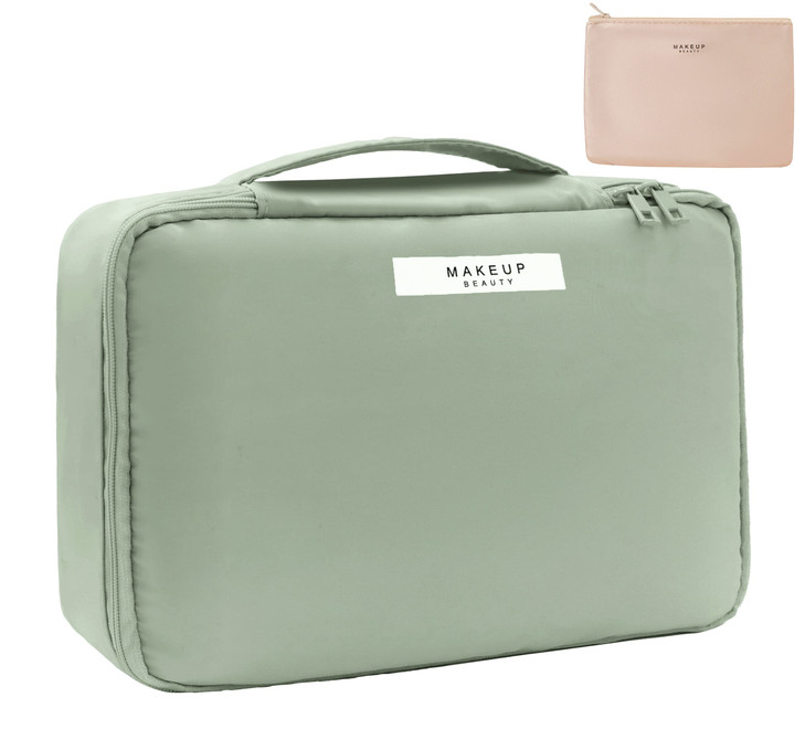 Queboom Travel Makeup Bag Cosmetic Bag Makeup Bag Toiletry bag for women and men Green