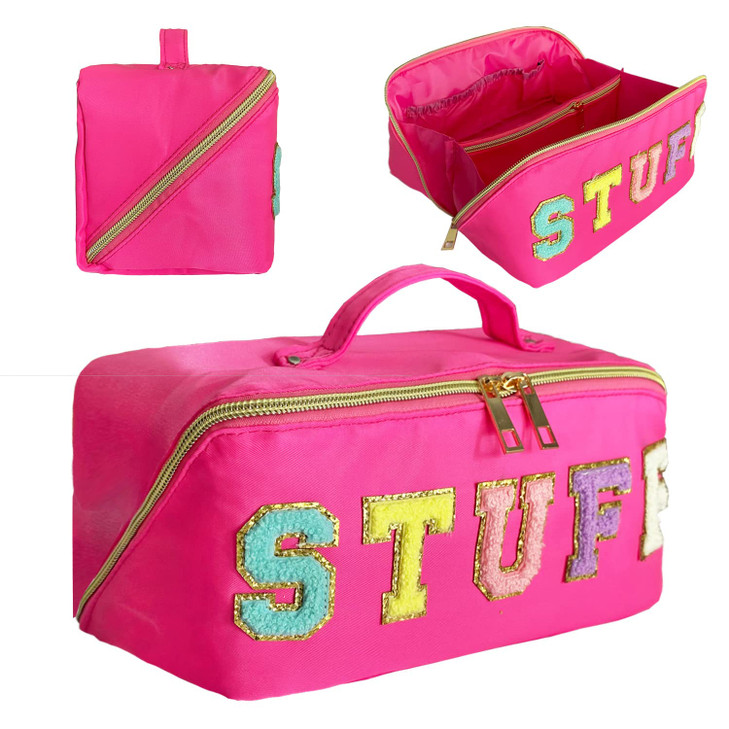 STOMKIRE Preppy Bag Stoney Clover Makeup Bag Nylon Cosmetic Bag Stuff Makeup Bag Chenille Letter Pouch Stuff Pouch Rose