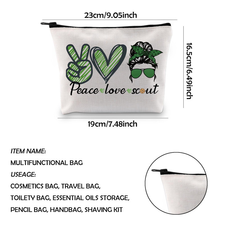 WCGXKO Makeup Bag Travel Bag For Bridging Ceremony Gift Peace Love Sco