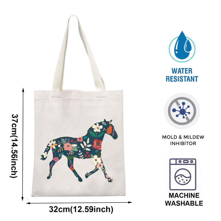 TOBGBE Horse Lover Makeup Bag Inspirational Floral Horse Bag for Women Equestrian Gift