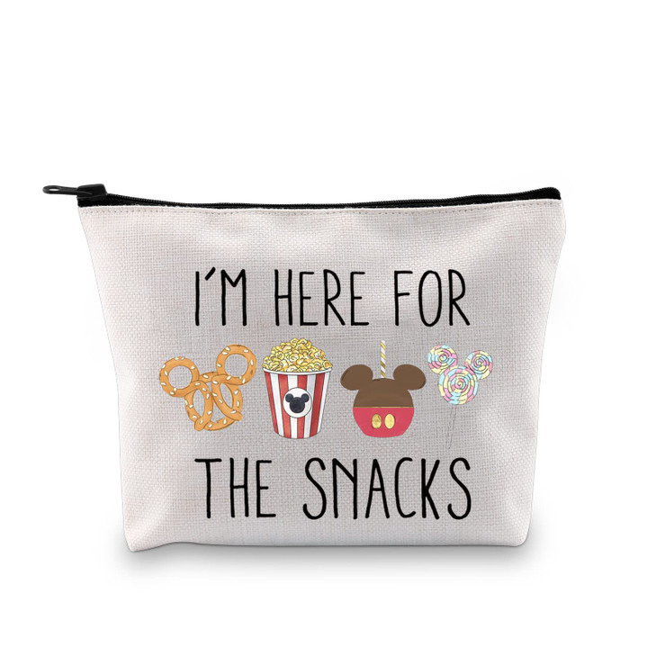 GJTIM Snacks Lover Gift Family Vacation Gift Snacks Travel Bag Im Here For The Snacks Zipper Pouch Makeup Bag For The Sn
