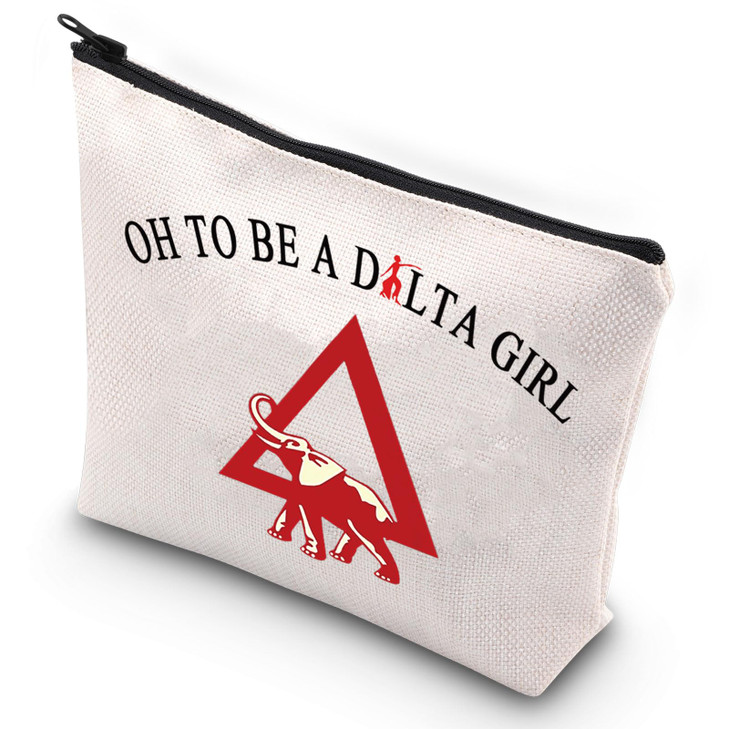 G2TUP Elephant Sorority Makeup Bag Oh To Be A Girl Cosmetic Pouch with Zippered Pocket for Women Girls Oh To Be