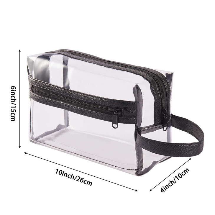 Heavy Duty Clear Travel Toiletry Makeup Bags Transparent Shaving Bag Water Resistant Cosmetic Bag Organizer Pouch with Z