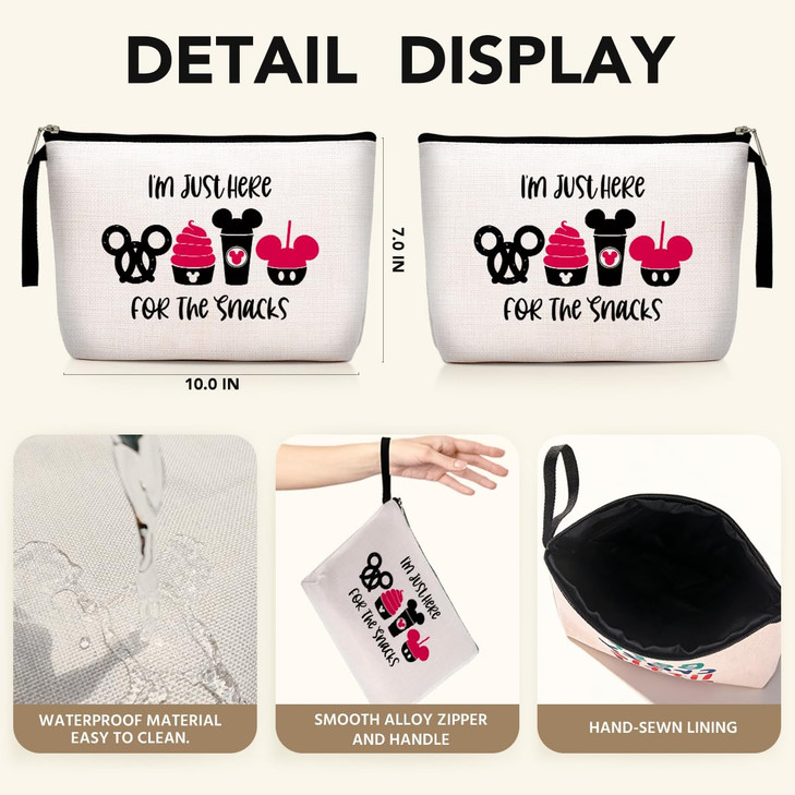Hanamiya Na Snacks Bag for Travel Funny Waterproof Makeup Bag Washable Reusable for Travel Beach Cute Toiletry Bags for