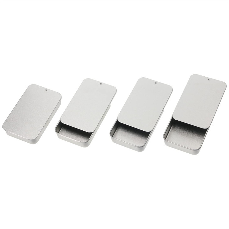 Mini Skater 4Pcs 315x197x059Mini Metal Slide Top Tin Container Sliding Cover PushPull Tin BoxPortable Slide Cover Storag