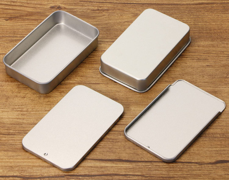 Mini Skater 4Pcs 315x197x059Mini Metal Slide Top Tin Container Sliding Cover PushPull Tin BoxPortable Slide Cover Storag
