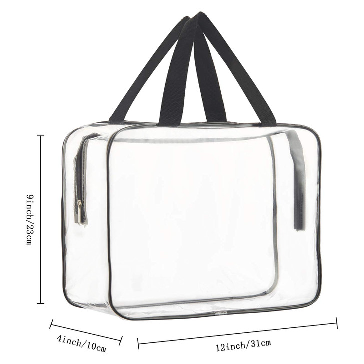 HAOGUAGUA 2Piece Large Clear Makeup Cosmetic Organizer Bag Plastic Tote Bags Waterproof Transparent Handbag Purse